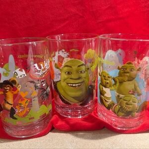 Shrek & Friends Glass Tumbler Set - McDonalds 2007 Glasses